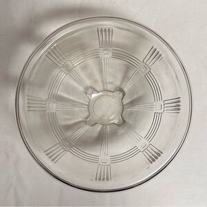 Vintage Clear Pressed Glass Serving Bowl Mixing Bowl, Art Deco Depression Glass